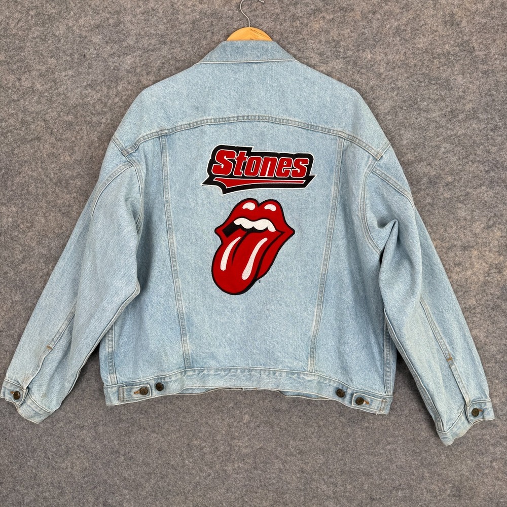 Vintage Rolling Stones 1997 98 Concert Tour Denim Trucker Jacket Mens XL USA 90s
